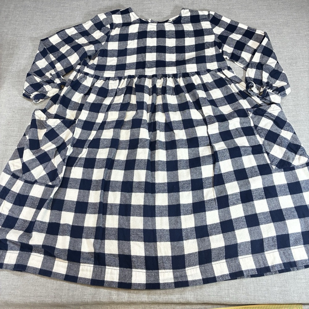 Hanna Andersson Dress Girls 160 14-16 Blue Buffalo Plaid Flannel Pocket Holiday